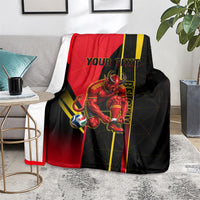 Personalized Belgium Soccer Red Devils Mascot Blanket Royal Belgian Football Geometric Simple Style