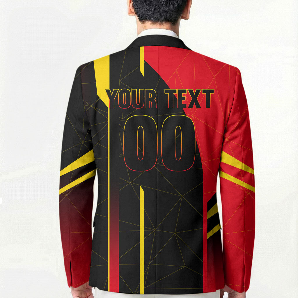 Personalized Belgium Soccer Red Devils Mascot Blazer Royal Belgian Football Geometric Simple Style