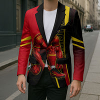 Personalized Belgium Soccer Red Devils Mascot Blazer Royal Belgian Football Geometric Simple Style