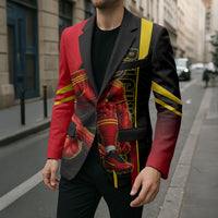 Personalized Belgium Soccer Red Devils Mascot Blazer Royal Belgian Football Geometric Simple Style