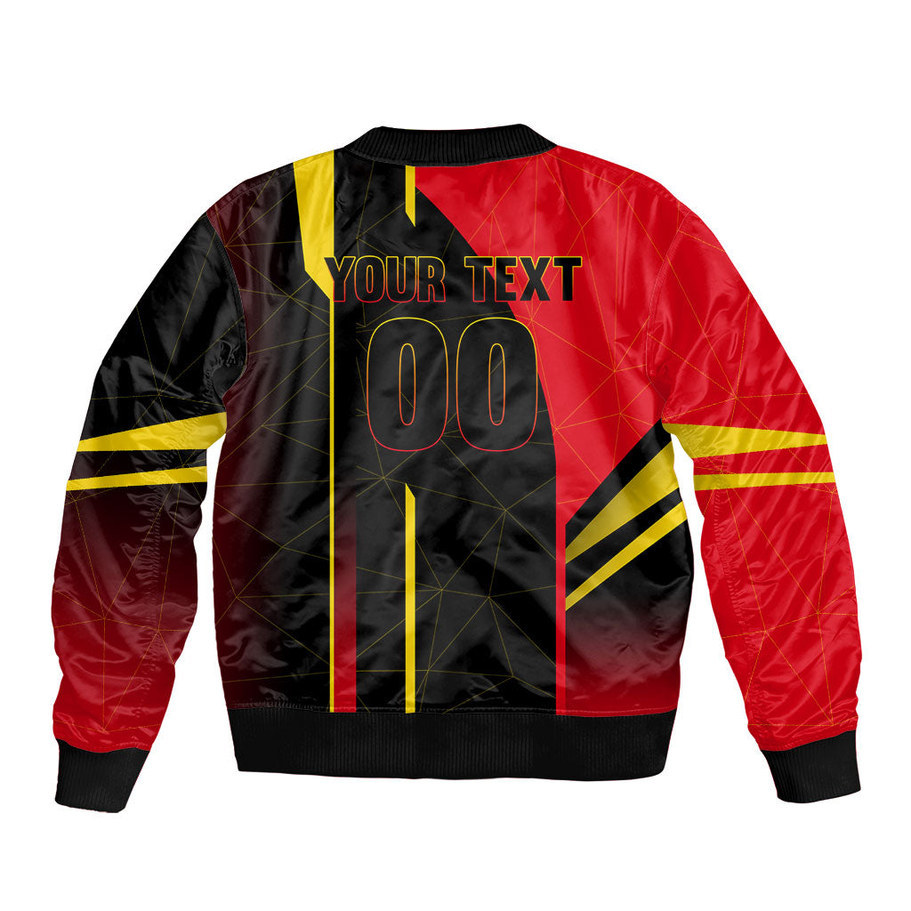 Personalized Belgium Soccer Red Devils Mascot Bomber Jacket Royal Belgian Football Geometric Simple Style