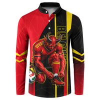 Personalized Belgium Soccer Red Devils Mascot Button Sweatshirt Royal Belgian Football Geometric Simple Style