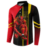 Personalized Belgium Soccer Red Devils Mascot Button Sweatshirt Royal Belgian Football Geometric Simple Style