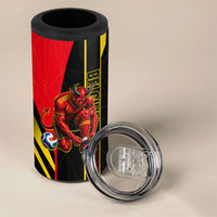 Personalized Belgium Soccer Red Devils Mascot 4 in 1 Can Cooler Tumbler Royal Belgian Football Geometric Simple Style