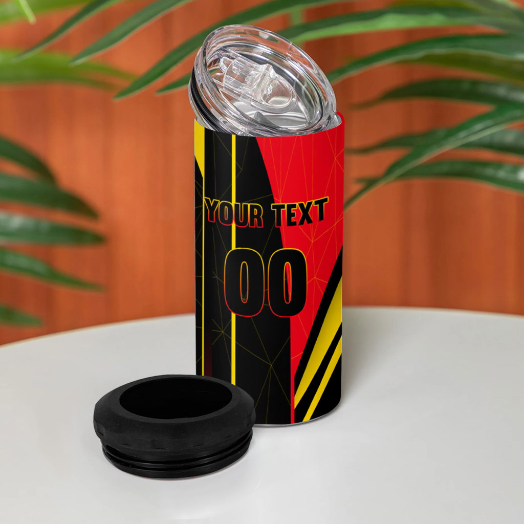 Personalized Belgium Soccer Red Devils Mascot 4 in 1 Can Cooler Tumbler Royal Belgian Football Geometric Simple Style