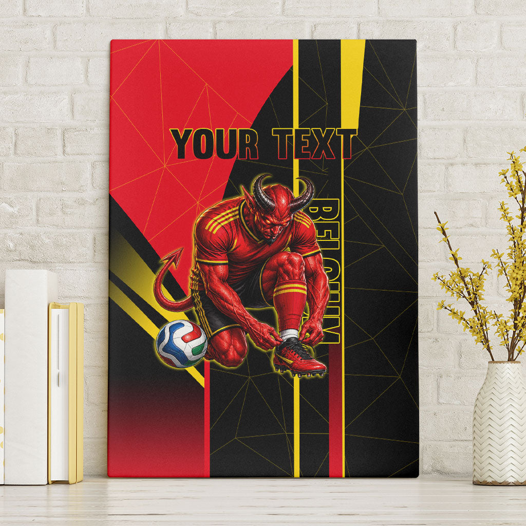 Personalized Belgium Soccer Red Devils Mascot Canvas Wall Art Royal Belgian Football Geometric Simple Style