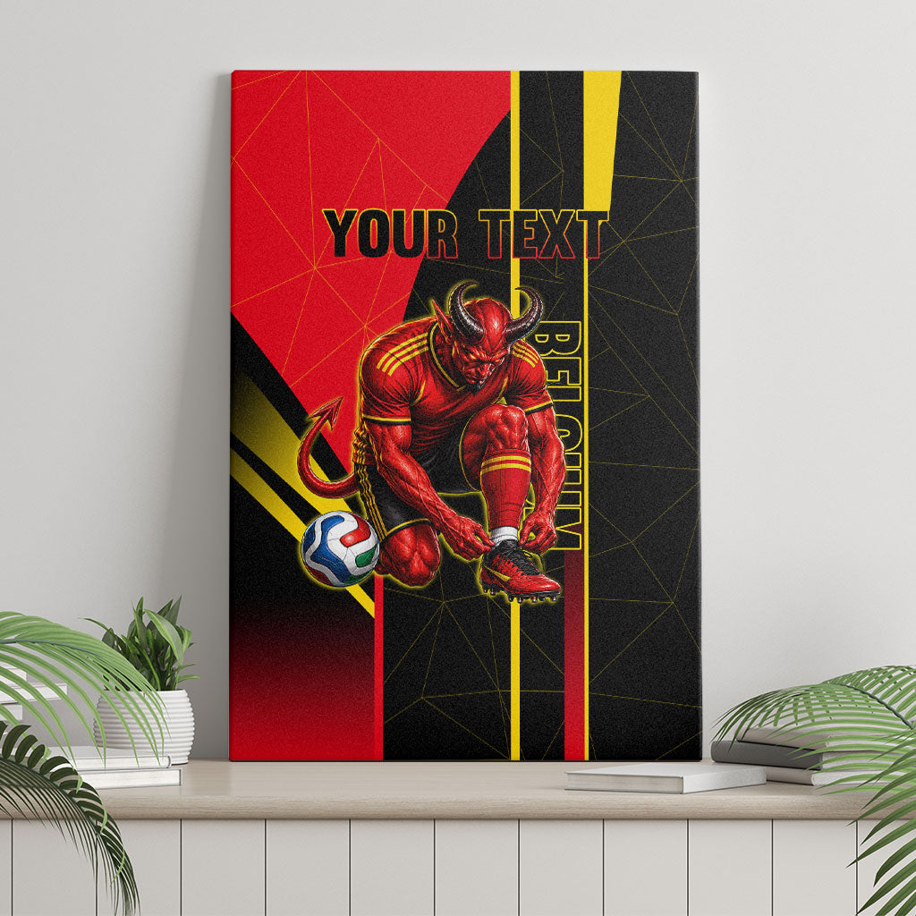 Personalized Belgium Soccer Red Devils Mascot Canvas Wall Art Royal Belgian Football Geometric Simple Style