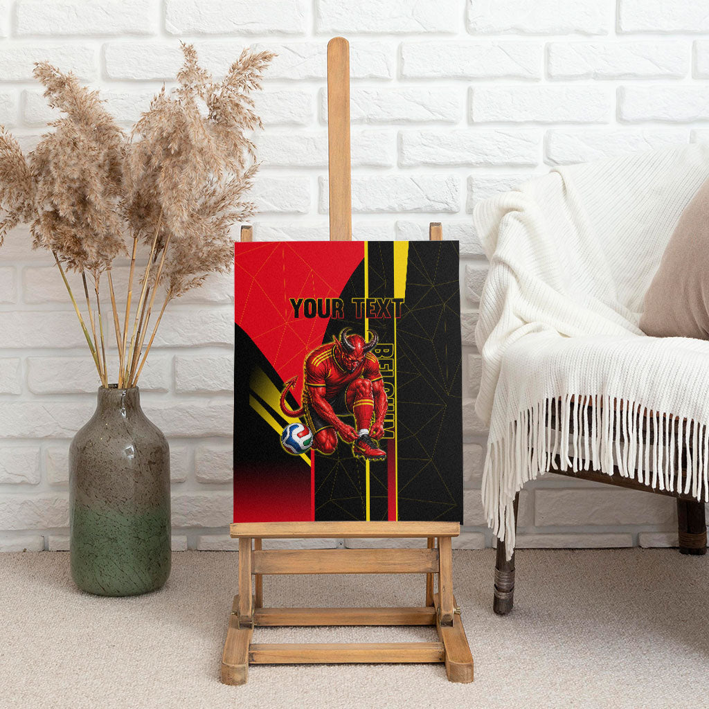 Personalized Belgium Soccer Red Devils Mascot Canvas Wall Art Royal Belgian Football Geometric Simple Style