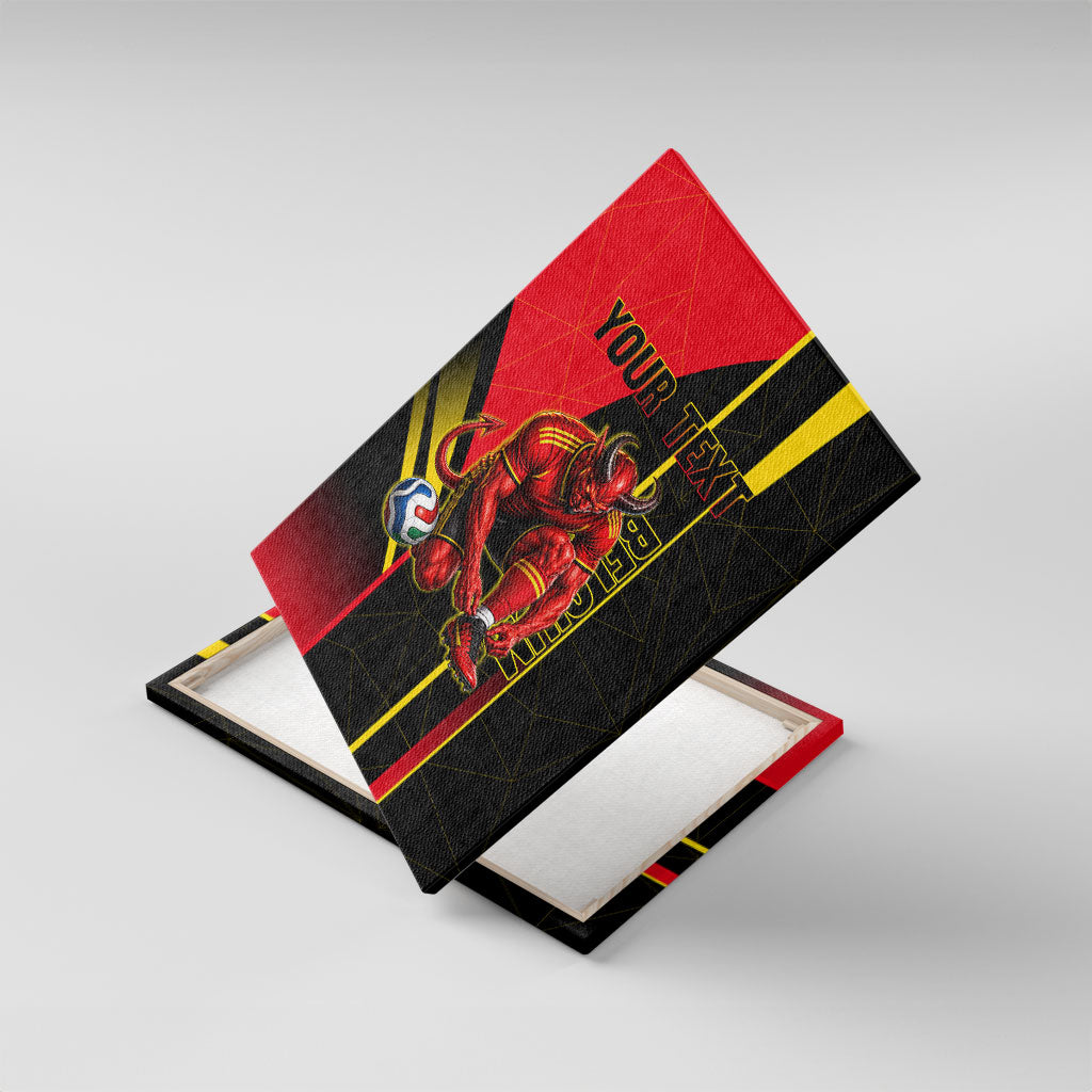 Personalized Belgium Soccer Red Devils Mascot Canvas Wall Art Royal Belgian Football Geometric Simple Style