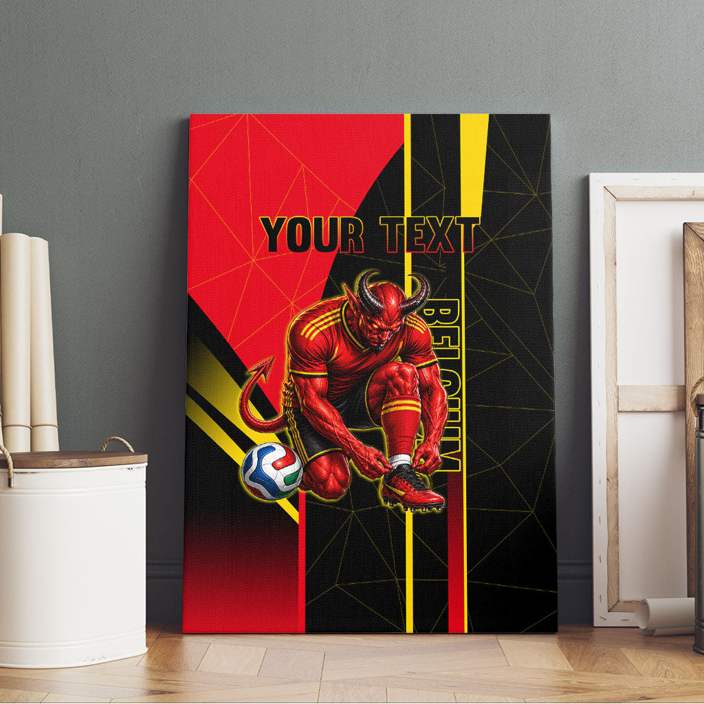 Personalized Belgium Soccer Red Devils Mascot Canvas Wall Art Royal Belgian Football Geometric Simple Style