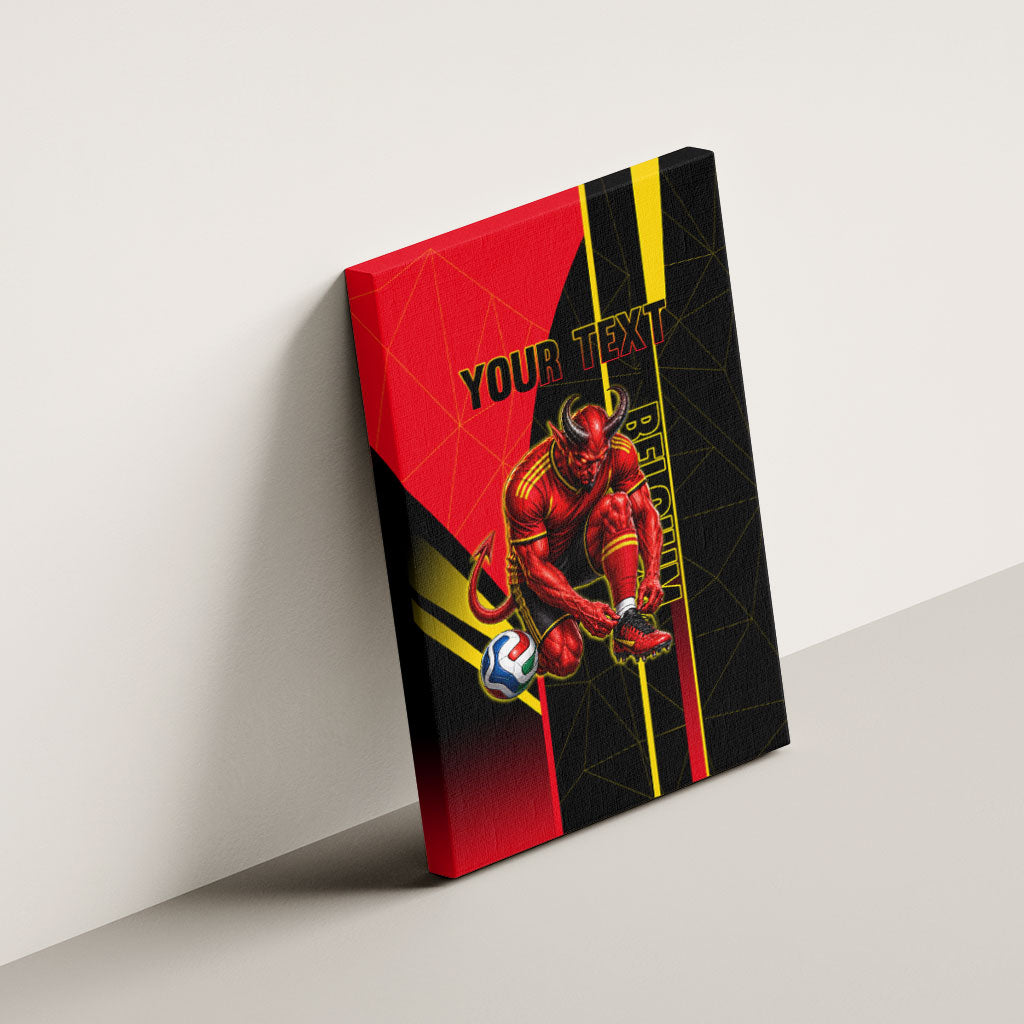 Personalized Belgium Soccer Red Devils Mascot Canvas Wall Art Royal Belgian Football Geometric Simple Style