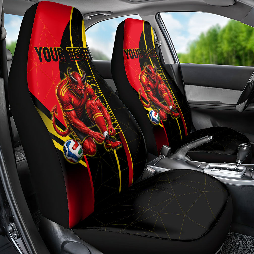 Personalized Belgium Soccer Red Devils Mascot Car Seat Cover Royal Belgian Football Geometric Simple Style