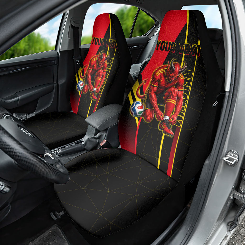 Personalized Belgium Soccer Red Devils Mascot Car Seat Cover Royal Belgian Football Geometric Simple Style
