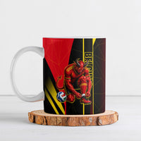Personalized Belgium Soccer Red Devils Mascot Ceramic Mug Royal Belgian Football Geometric Simple Style