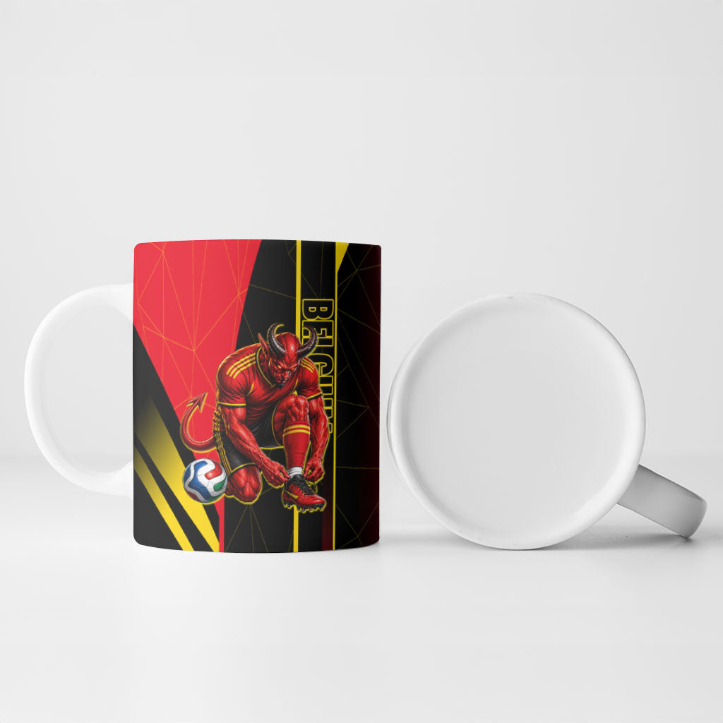 Personalized Belgium Soccer Red Devils Mascot Ceramic Mug Royal Belgian Football Geometric Simple Style