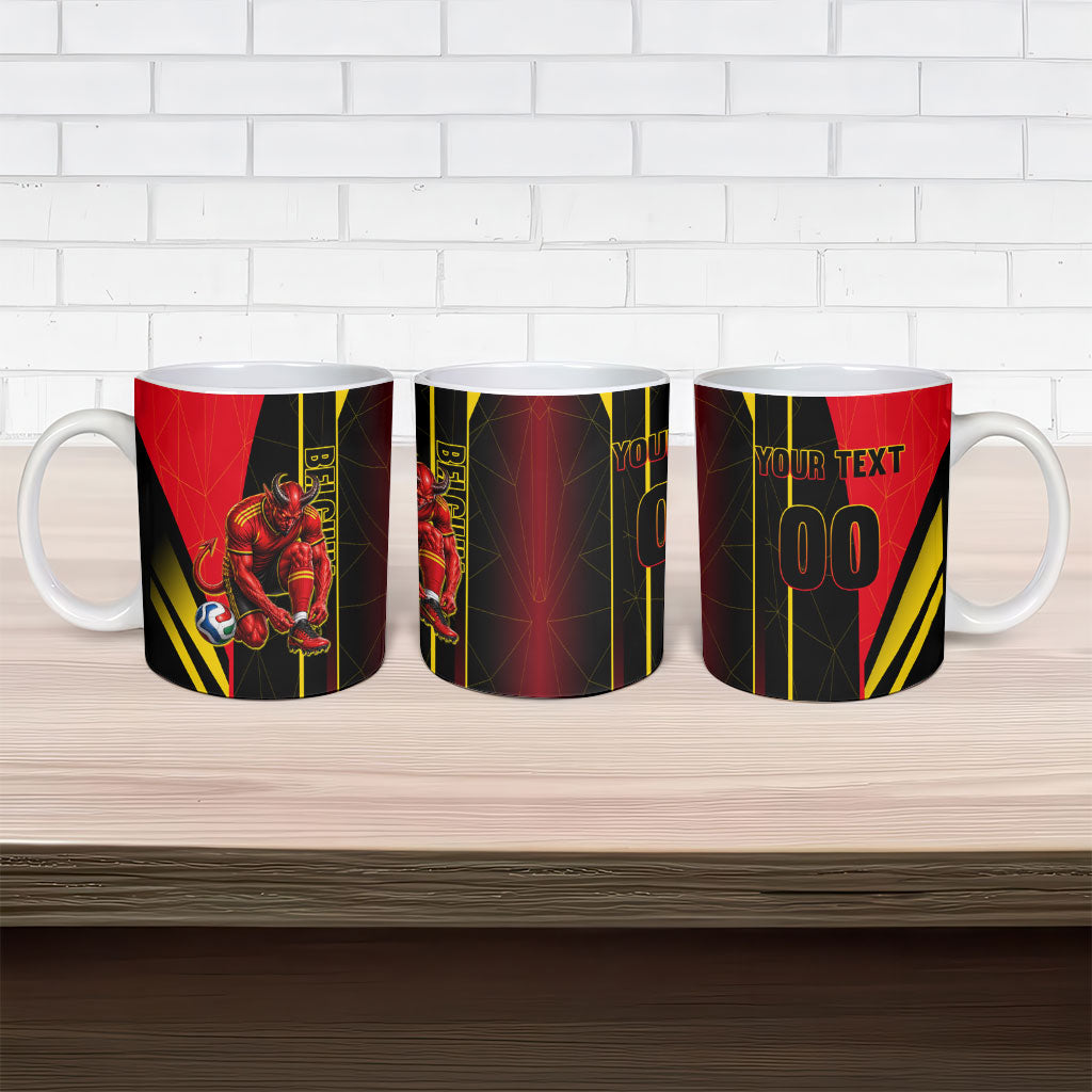 Personalized Belgium Soccer Red Devils Mascot Ceramic Mug Royal Belgian Football Geometric Simple Style