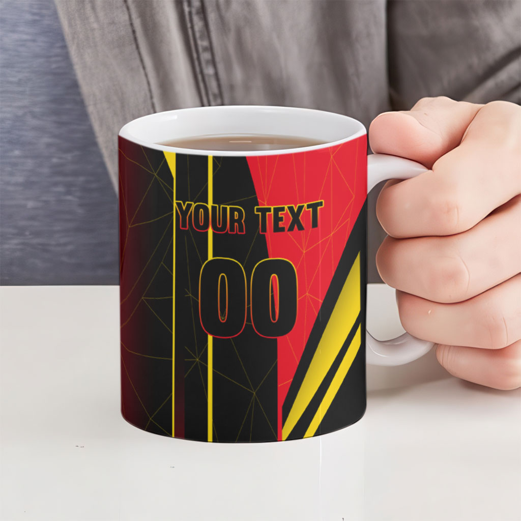 Personalized Belgium Soccer Red Devils Mascot Ceramic Mug Royal Belgian Football Geometric Simple Style
