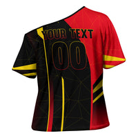 Personalized Belgium Soccer Red Devils Mascot Cross Shoulder Shirt Royal Belgian Football Geometric Simple Style