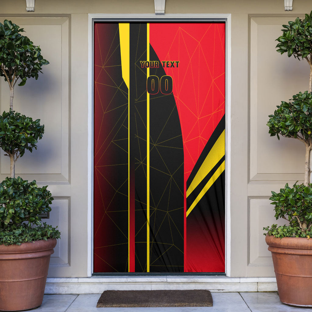 Personalized Belgium Soccer Red Devils Mascot Door Cover Royal Belgian Football Geometric Simple Style