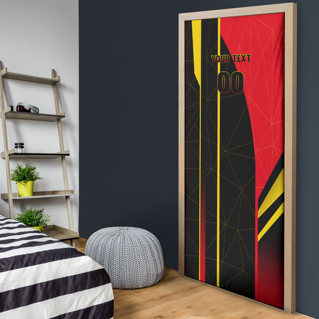 Personalized Belgium Soccer Red Devils Mascot Door Cover Royal Belgian Football Geometric Simple Style