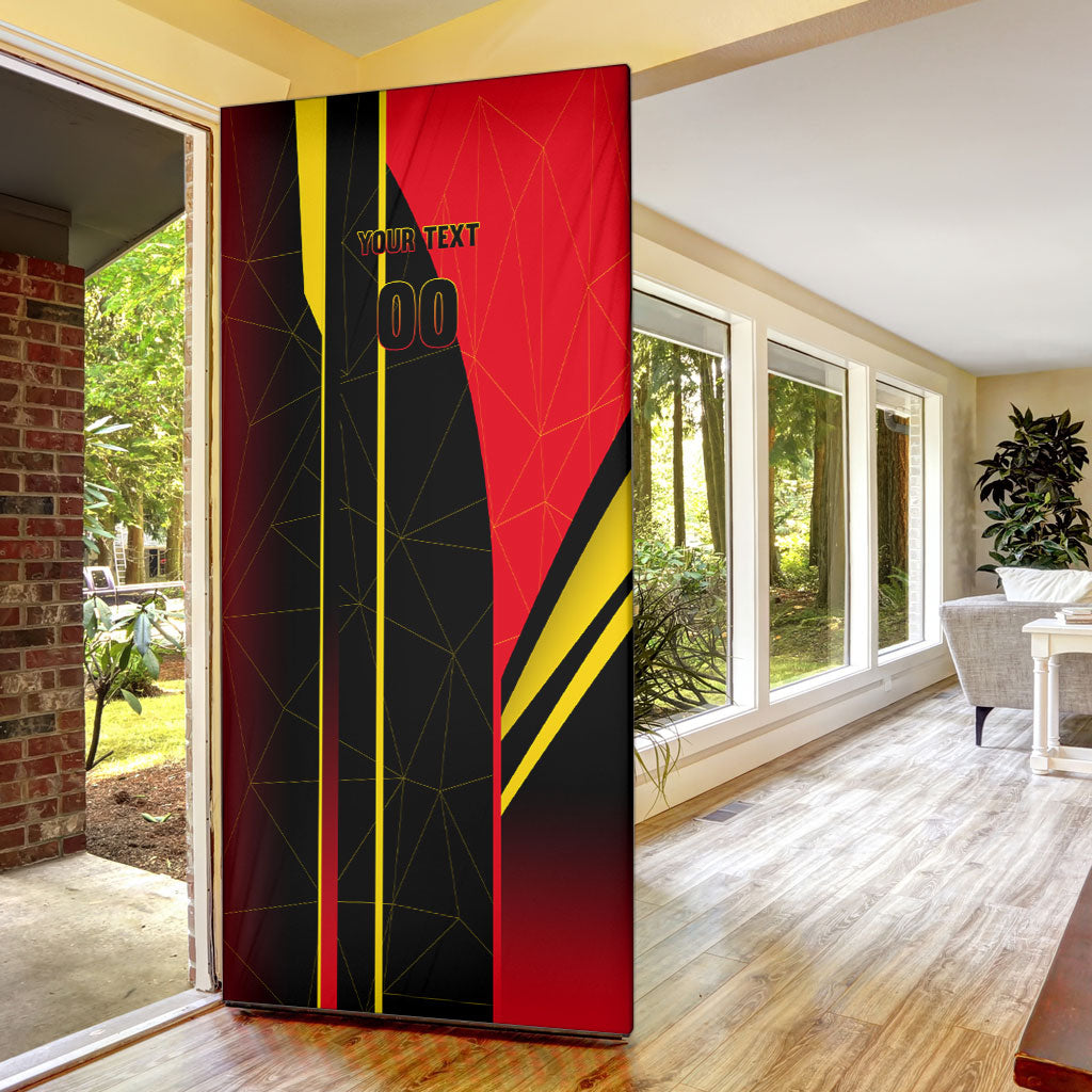 Personalized Belgium Soccer Red Devils Mascot Door Cover Royal Belgian Football Geometric Simple Style