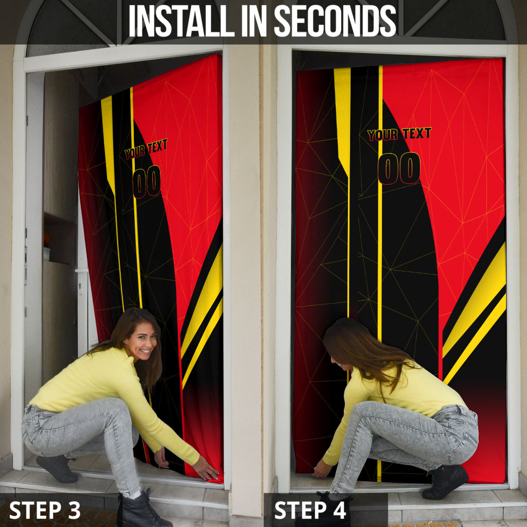 Personalized Belgium Soccer Red Devils Mascot Door Cover Royal Belgian Football Geometric Simple Style