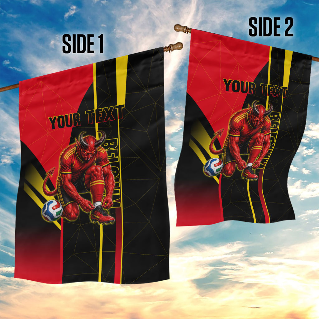 Personalized Belgium Soccer Red Devils Mascot Garden Flag Royal Belgian Football Geometric Simple Style
