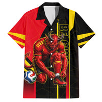 Personalized Belgium Soccer Red Devils Mascot Hawaiian Shirt Royal Belgian Football Geometric Simple Style