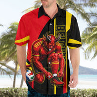 Personalized Belgium Soccer Red Devils Mascot Hawaiian Shirt Royal Belgian Football Geometric Simple Style