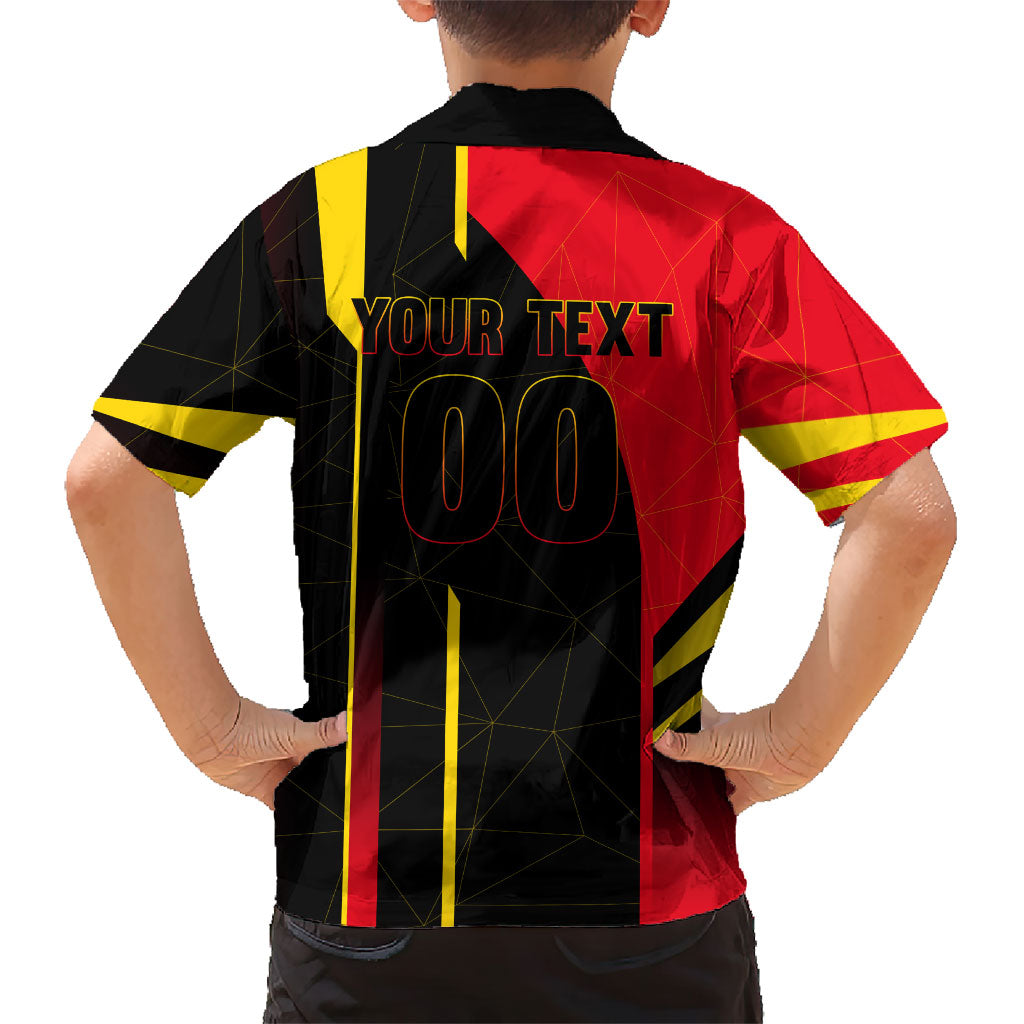 Personalized Belgium Soccer Red Devils Mascot Hawaiian Shirt Royal Belgian Football Geometric Simple Style