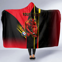 Personalized Belgium Soccer Red Devils Mascot Hooded Blanket Royal Belgian Football Geometric Simple Style