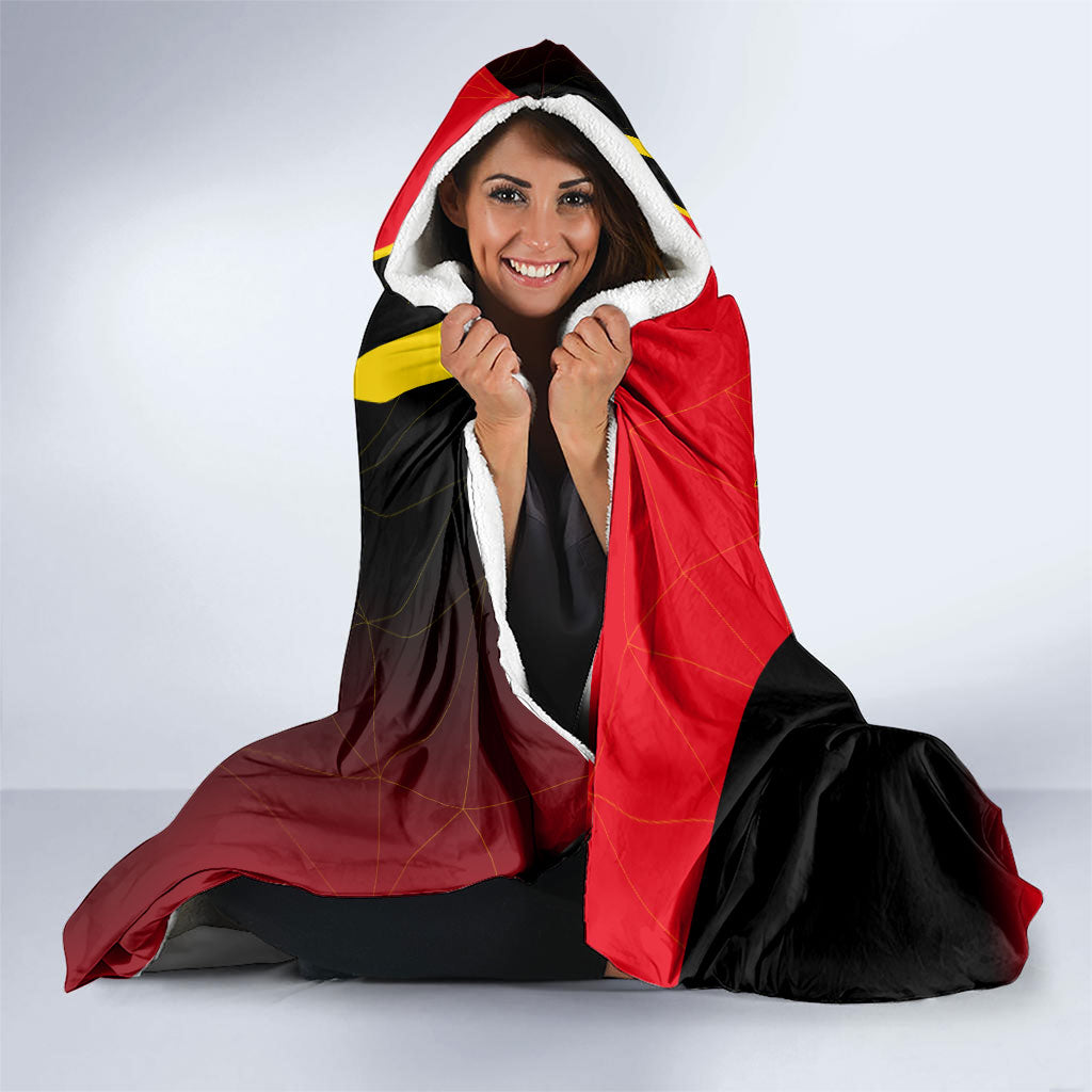 Personalized Belgium Soccer Red Devils Mascot Hooded Blanket Royal Belgian Football Geometric Simple Style