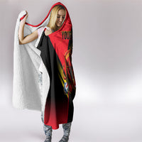 Personalized Belgium Soccer Red Devils Mascot Hooded Blanket Royal Belgian Football Geometric Simple Style