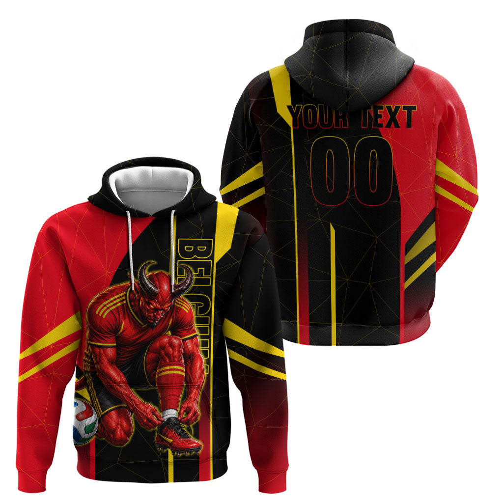 Personalized Belgium Soccer Red Devils Mascot Hoodie Royal Belgian Football Geometric Simple Style