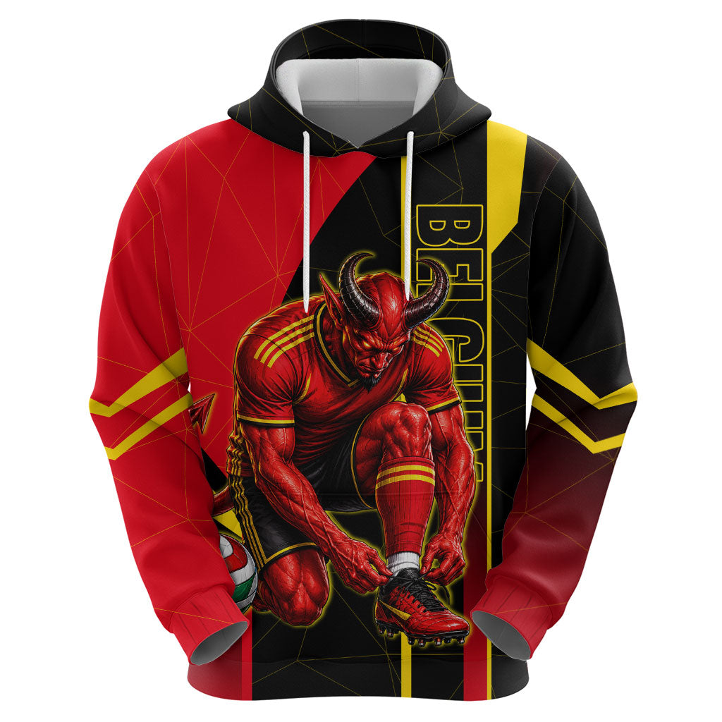 Personalized Belgium Soccer Red Devils Mascot Hoodie Royal Belgian Football Geometric Simple Style
