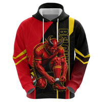 Personalized Belgium Soccer Red Devils Mascot Hoodie Royal Belgian Football Geometric Simple Style