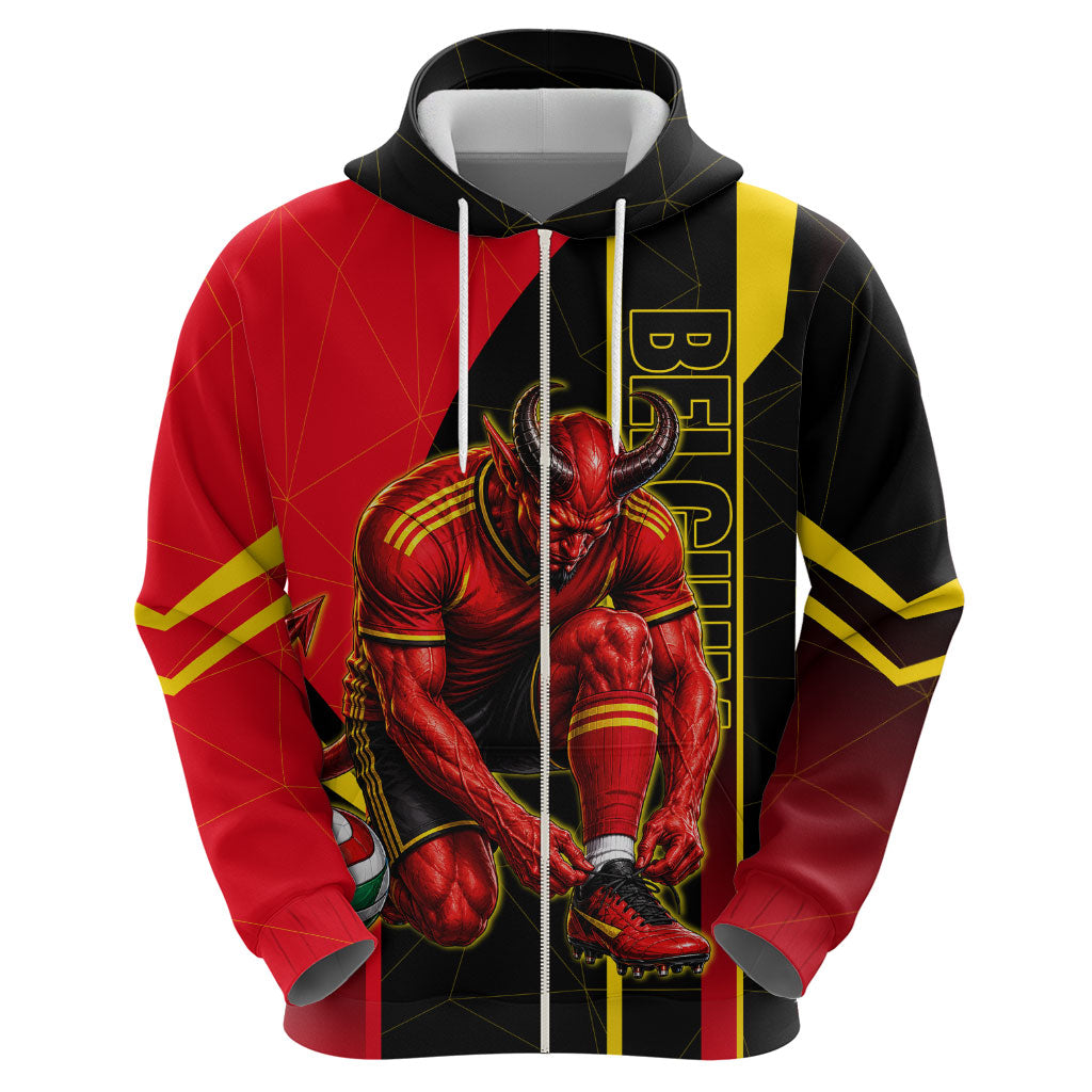 Personalized Belgium Soccer Red Devils Mascot Hoodie Royal Belgian Football Geometric Simple Style