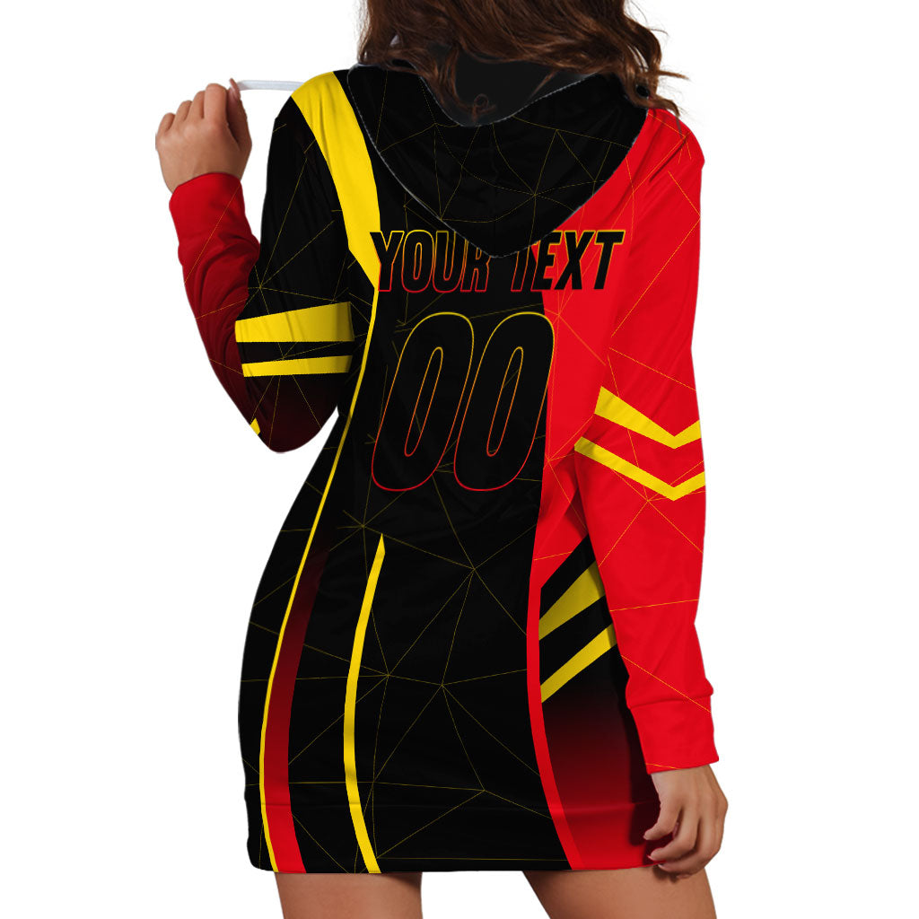 Personalized Belgium Soccer Red Devils Mascot Hoodie Dress Royal Belgian Football Geometric Simple Style