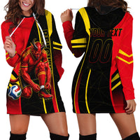 Personalized Belgium Soccer Red Devils Mascot Hoodie Dress Royal Belgian Football Geometric Simple Style