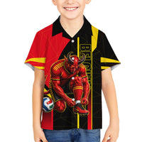 Personalized Belgium Soccer Red Devils Mascot Kid Hawaiian Shirt Royal Belgian Football Geometric Simple Style