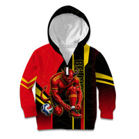 Personalized Belgium Soccer Red Devils Mascot Kid Hoodie Royal Belgian Football Geometric Simple Style