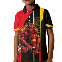 Personalized Belgium Soccer Red Devils Mascot Kid Polo Shirt Royal Belgian Football Geometric Simple Style