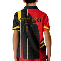 Personalized Belgium Soccer Red Devils Mascot Kid Polo Shirt Royal Belgian Football Geometric Simple Style