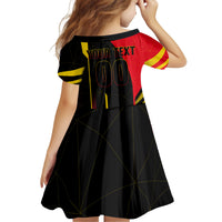 Personalized Belgium Soccer Red Devils Mascot Kid Short Sleeve Dress Royal Belgian Football Geometric Simple Style