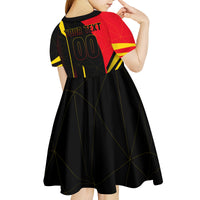 Personalized Belgium Soccer Red Devils Mascot Kid Short Sleeve Dress Royal Belgian Football Geometric Simple Style