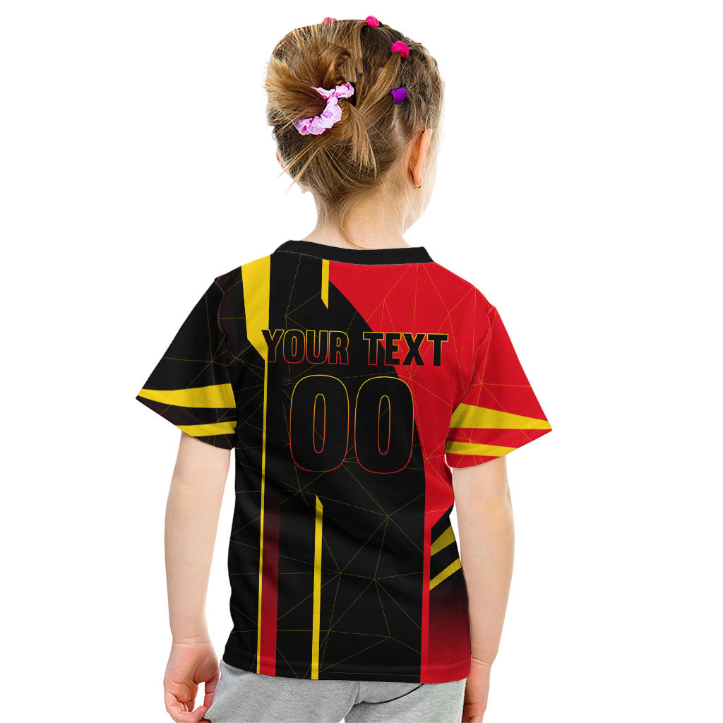 Personalized Belgium Soccer Red Devils Mascot Kid T Shirt Royal Belgian Football Geometric Simple Style