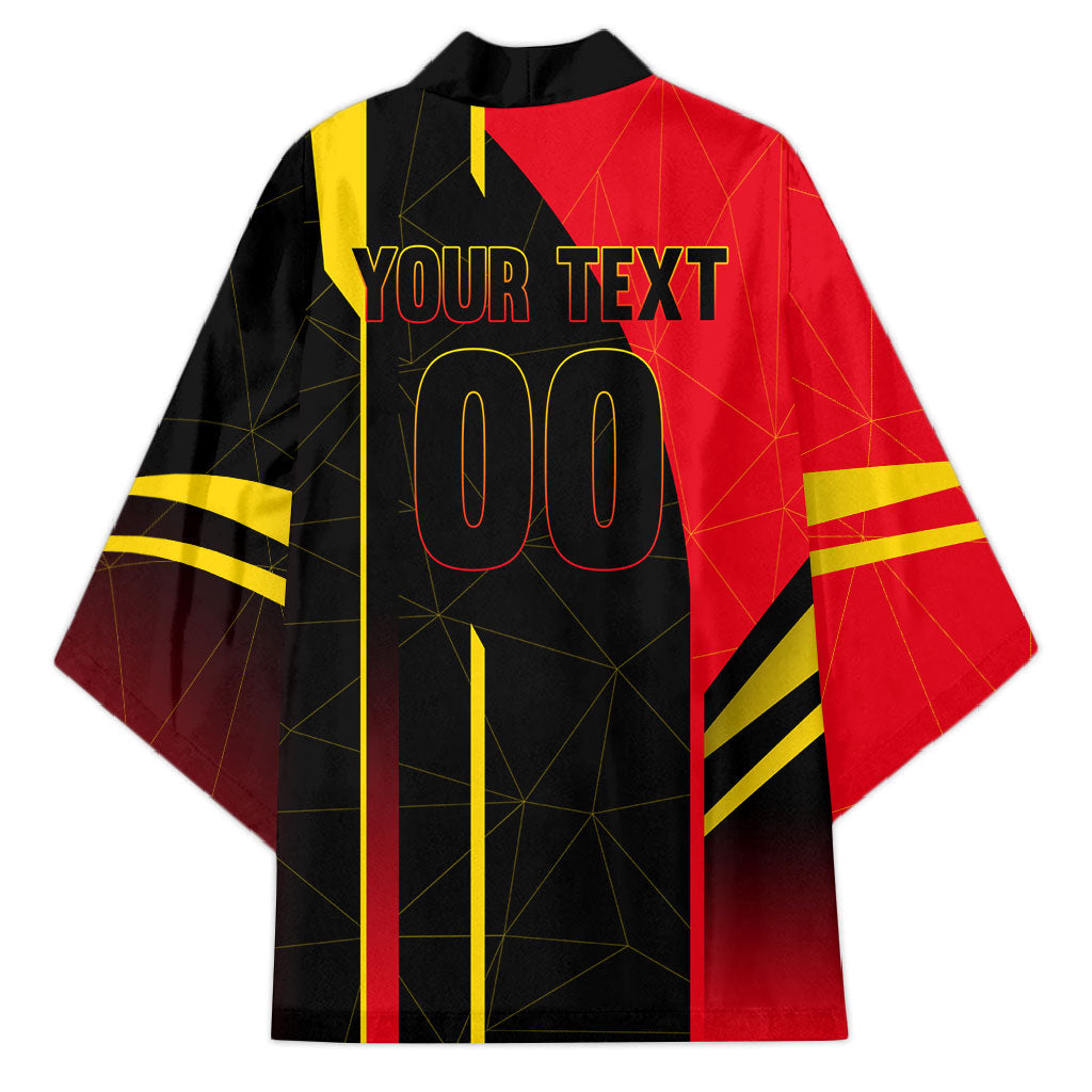Personalized Belgium Soccer Red Devils Mascot Kimono Royal Belgian Football Geometric Simple Style