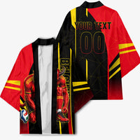 Personalized Belgium Soccer Red Devils Mascot Kimono Royal Belgian Football Geometric Simple Style