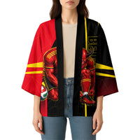 Personalized Belgium Soccer Red Devils Mascot Kimono Royal Belgian Football Geometric Simple Style