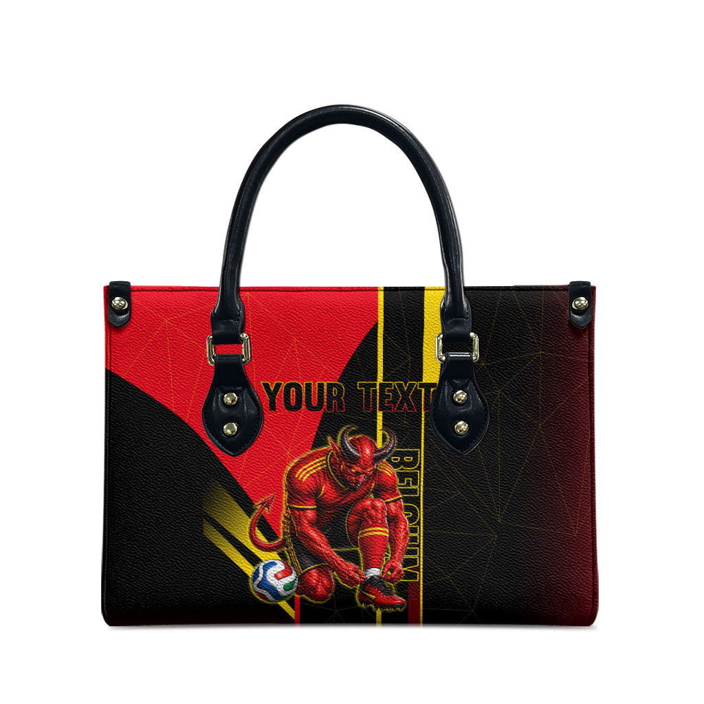 Personalized Belgium Soccer Red Devils Mascot Leather Bag Royal Belgian Football Geometric Simple Style